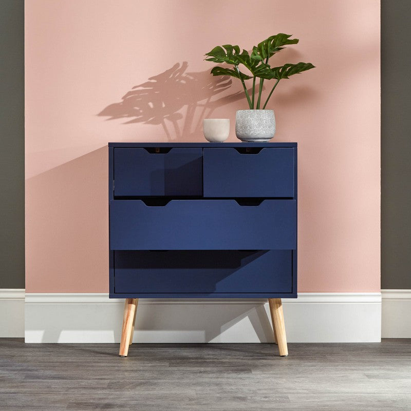 Nyborg Tall Chest of Drawers Blue 4 Drawers