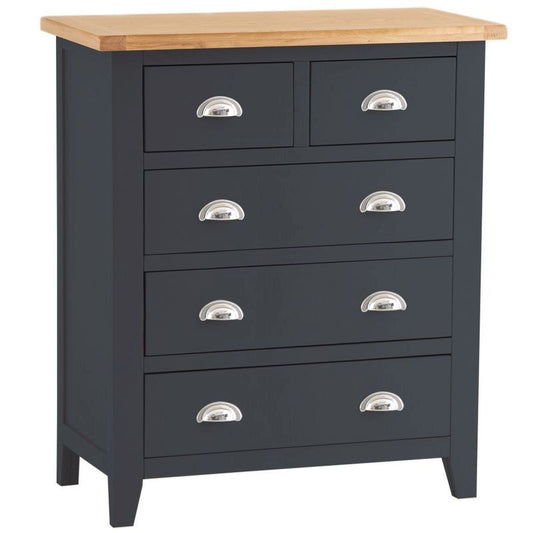 Aurora Midnight Chest of Drawers Oak 5 Drawers