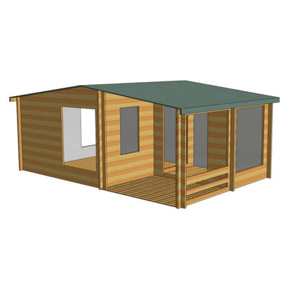 Shire New Forest 19' 4" x 12' 7" Apex Log Cabin - Premium 70mm Cladding Tongue & Groove