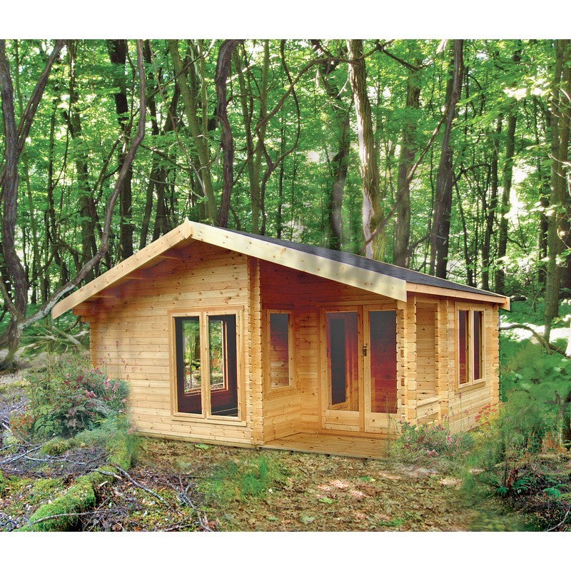 Shire New Forest 19' 7" x 12' 9" Apex Log Cabin - Premium 44mm Cladding Tongue & Groove