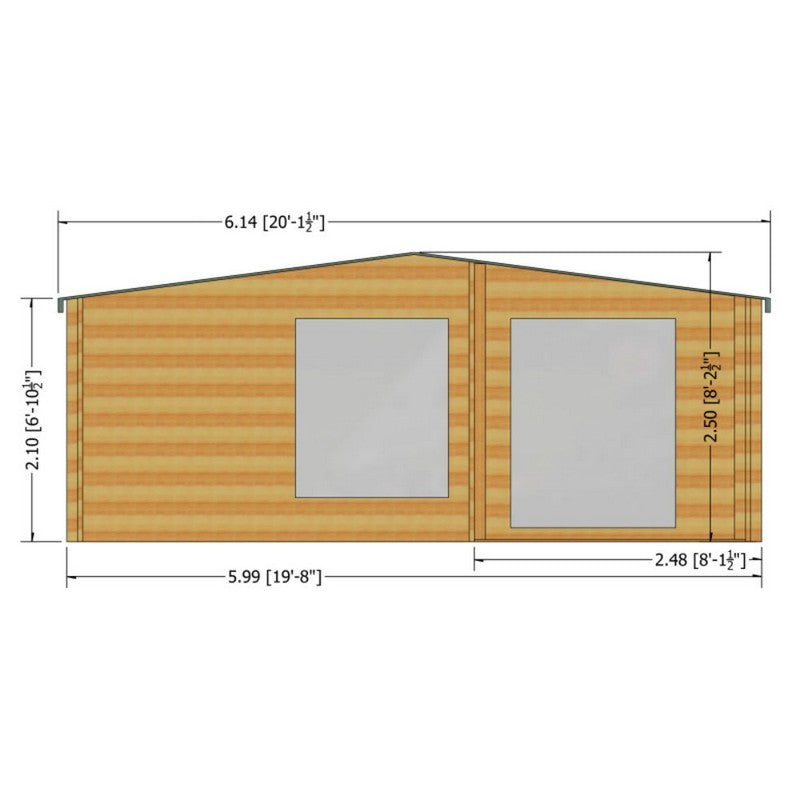 Shire New Forest 19' 7" x 12' 9" Apex Log Cabin - Premium 44mm Cladding Tongue & Groove