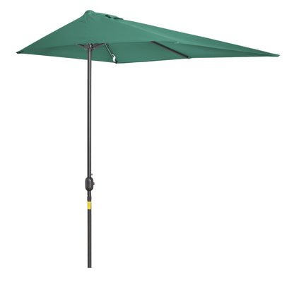 2.3m Half Round Parasol Umbrella Balcony Sun Shade Metal Green