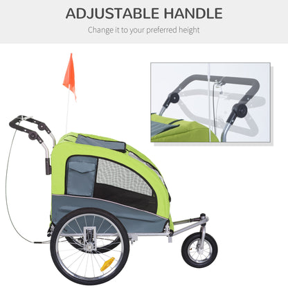 PawHut Steel Pet Bicycle Trailer 360 Rotatable 3 Wheel Carrier Green