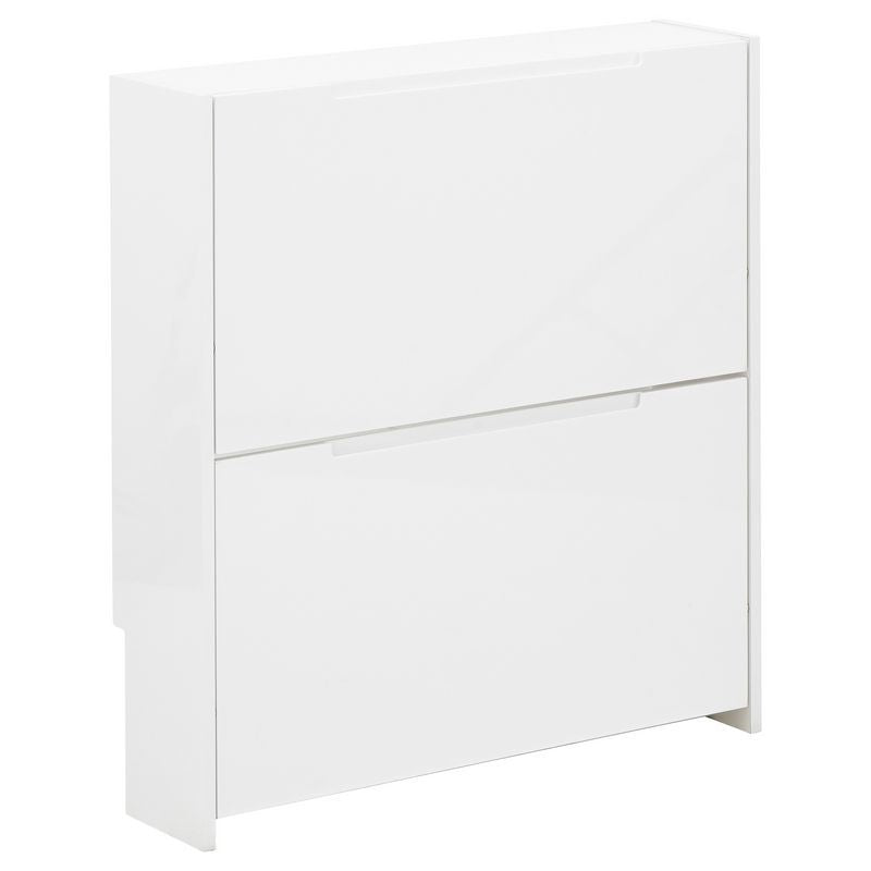 Narrow Shoe Storage White 2 Doors 2 Shelves