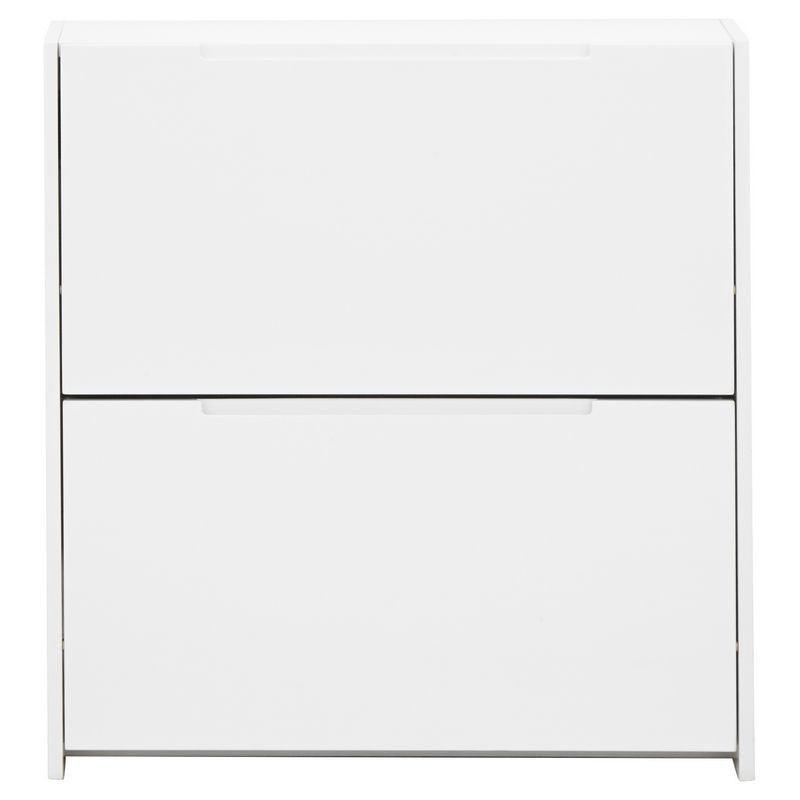 Narrow Shoe Storage White 2 Doors 2 Shelves