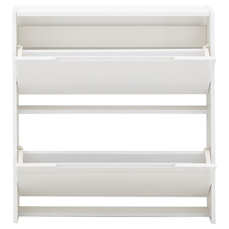 Narrow Shoe Storage White 2 Doors 2 Shelves