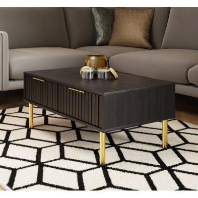 Nervata Coffee Table Black 2 Drawers