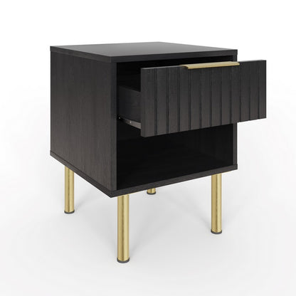 Nervata Side Table Black 1 Shelf 1 Drawer