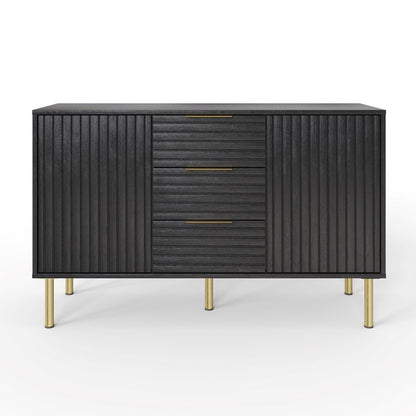 Nervata Large Sideboard Black 2 Doors 2 Shelves 3 Drawers