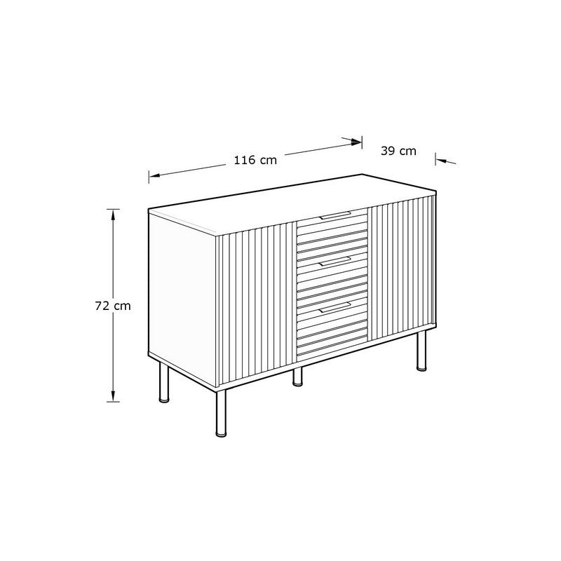 Nervata Large Sideboard Black 2 Doors 2 Shelves 3 Drawers