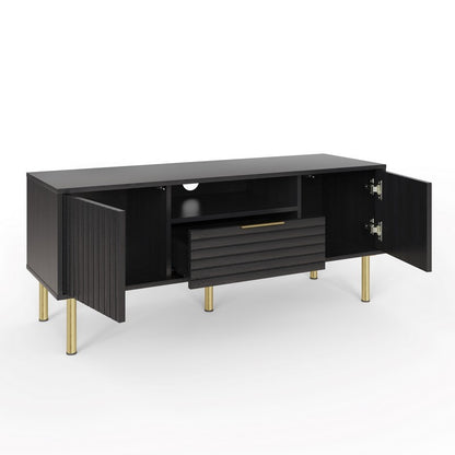 Nervata TV Unit Black 1 Shelf 1 Drawer 2 Doors