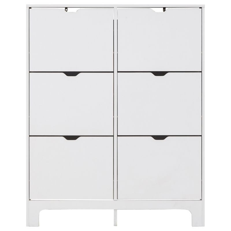 Narrow Tall Shoe Storage White 6 Doors 6 Shelves