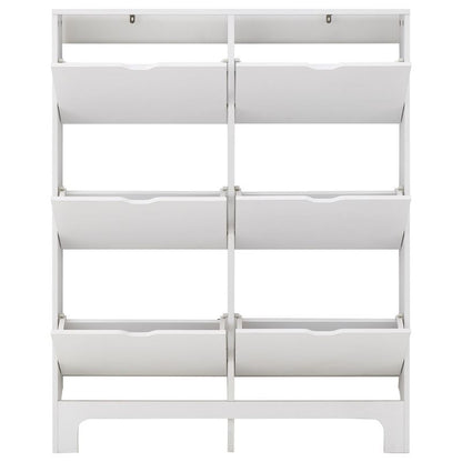 Narrow Tall Shoe Storage White 6 Doors 6 Shelves