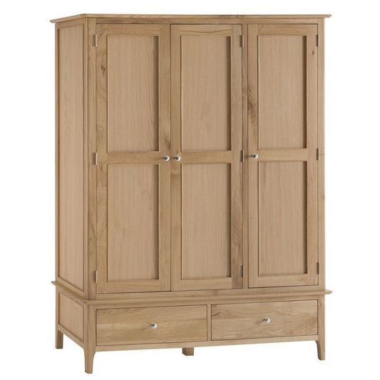 Bayview Large Wardrobe Oak 3 Door 2 Drawer