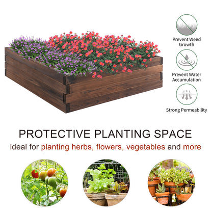 128L Wooden Raised Beds for Garden Planter Grow Containers For Outdoor Patio Plant Flower Vegetable 80L x 80W x 22.5H cm