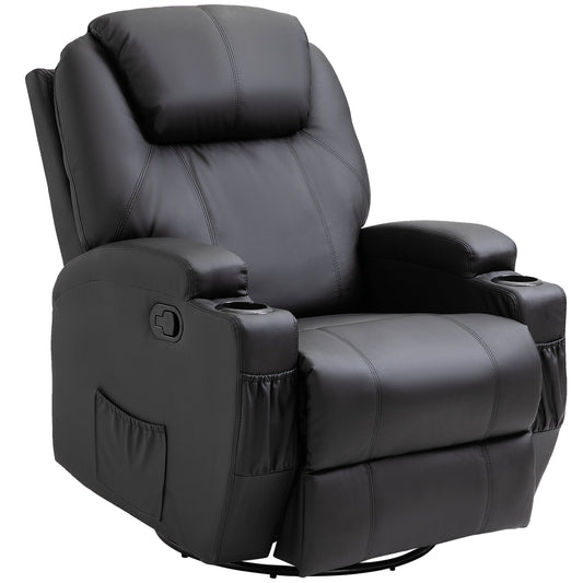 Recliner Armchair Massage Swivel PU Leather Reclining Chairs with Adjustable Leg Rest