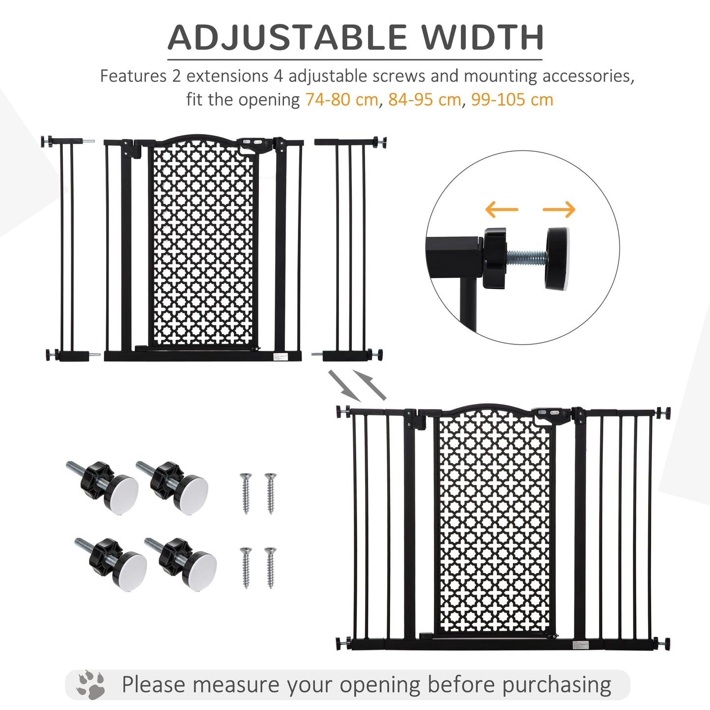 PawHut 74-105cm Pet Safety Gait Stair Barrier