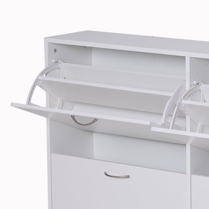 Wooden Modern Design 4 Drawer Shoes Cabinet Pull Down Shelf Storage Organiser - White