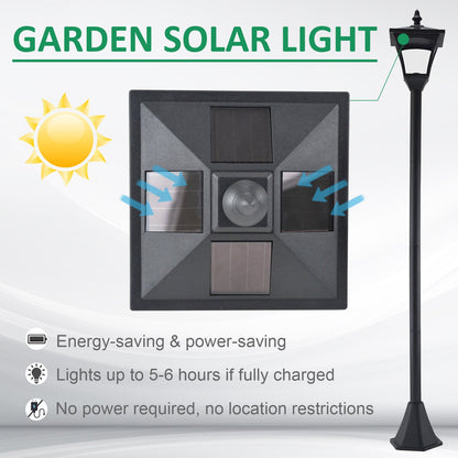 Outdoor Garden Solar Post Lamp Sensor Dimmable LED Lantern Bollard Pathway 1.2M Tall – Black