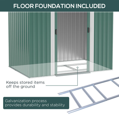 Galvanised 7 x4' Double Door Pent Garden Store Steel Green by Steadfast