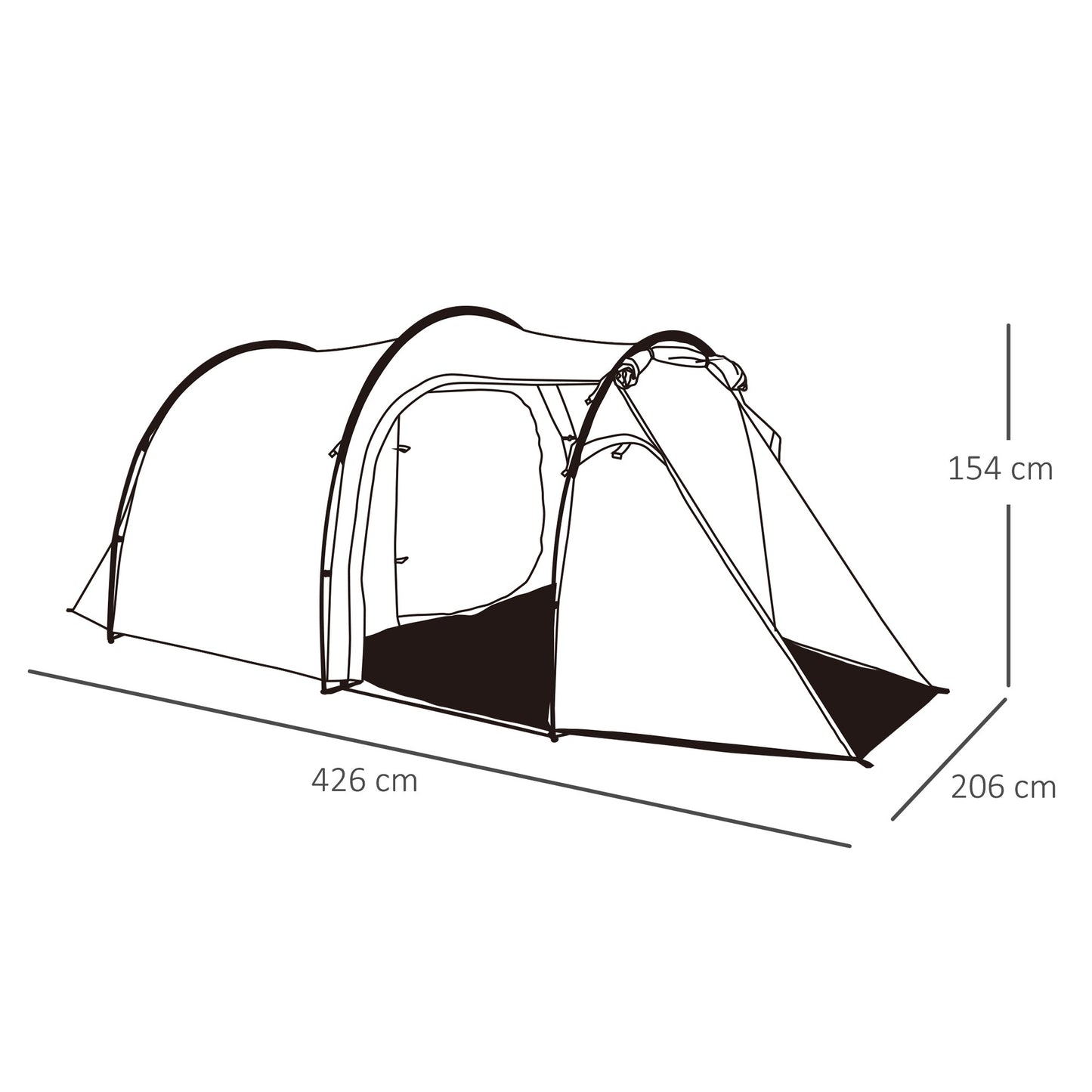 2-3 Man Tunnel Tents w/ Vestibule Camping Tent Porch Air Vents Rainfly Weather-Resistant Shelter Fishing Hiking Festival Shelter Home