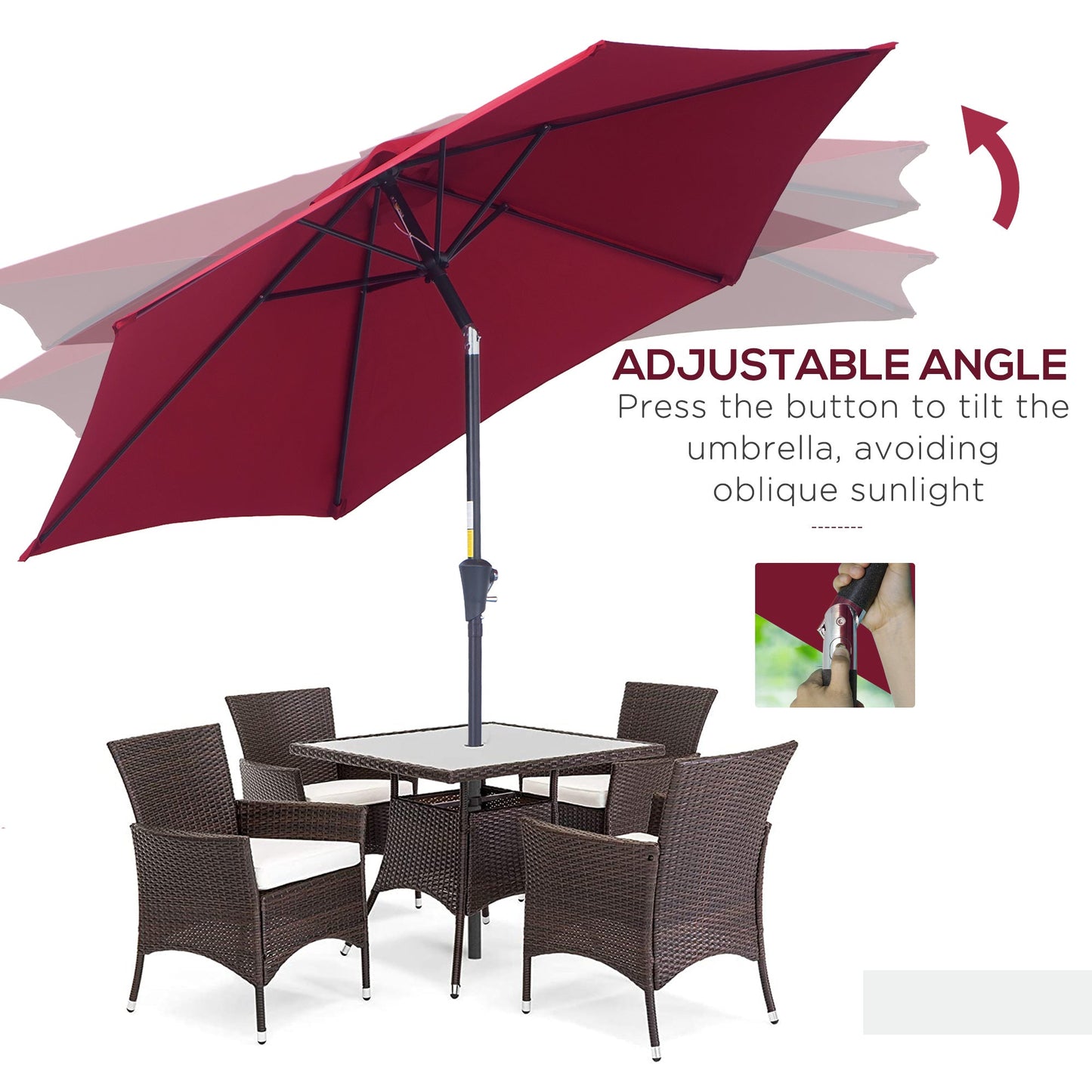 2.7M Garden Parasol Umbrella With Tilt And Crank