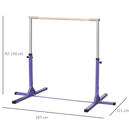 Steel Frame Adjustable Horizonal Gymnastics Bar For Kids Home Gym Training Purple