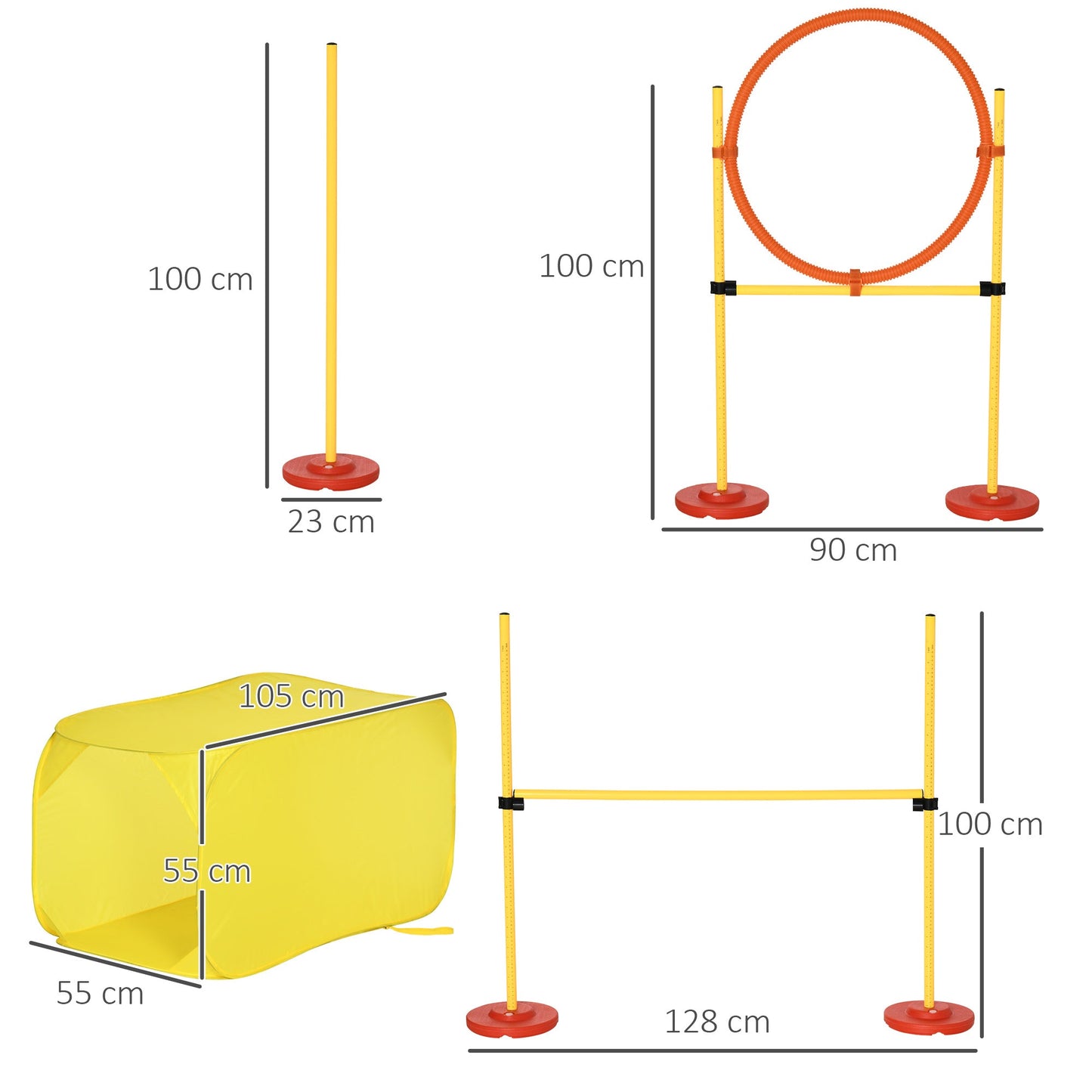 Pawhut Portable Pet Agility Training Obstacle Set For Dogs W/ Adjustable High Jumping Pole