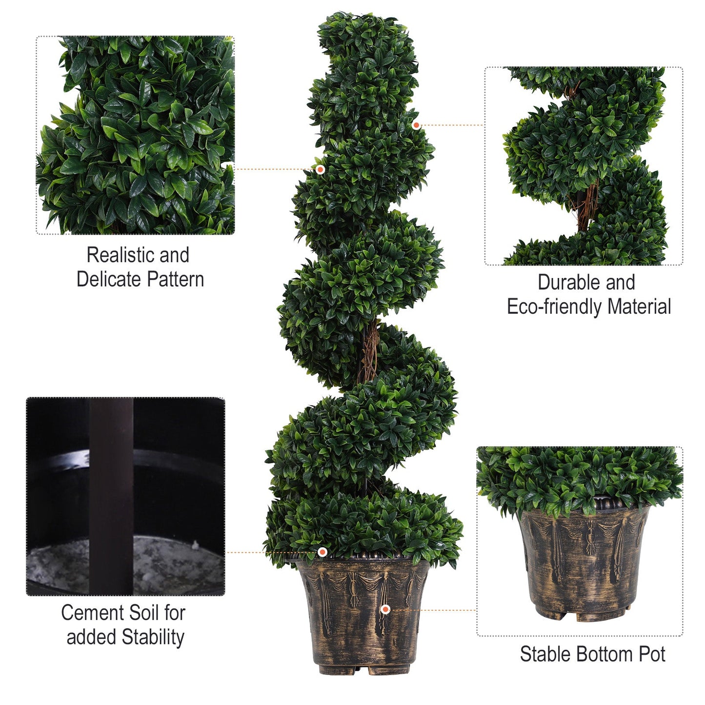 Outsunny Set of 2 Artificial Spiral Topiary Plant