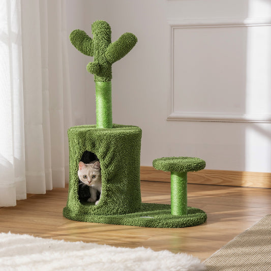 PawHut 78cm Cactus Cat Tree Tower with Scratching Post Condo Perch