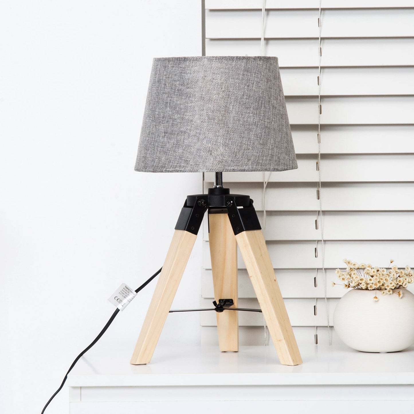 Wooden Tripod Table Lamp for Side