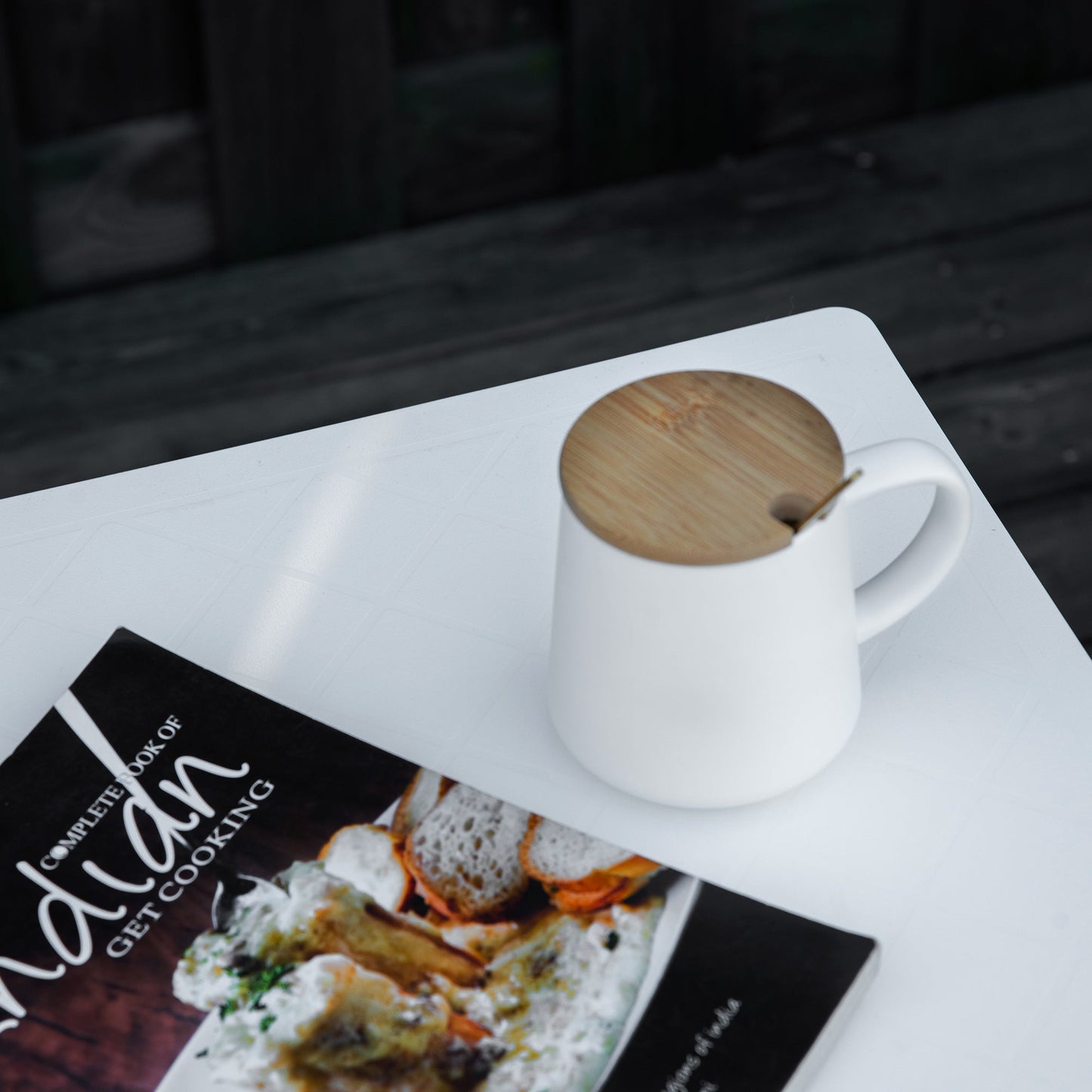 Small Square Plastic Outdoor Table - White