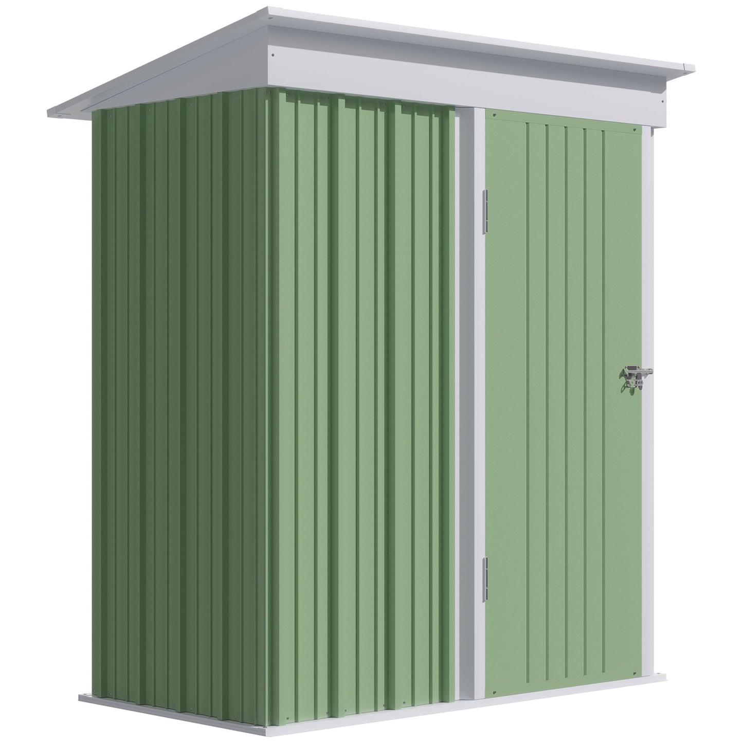 Galvanised 5 x 3' Single Door Reverse Pent Garden Store Steel Green by Steadfast