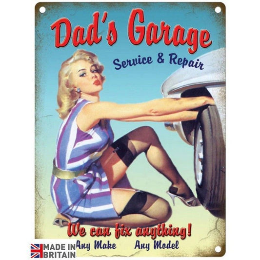 Vintage Dad's Garage Sign Metal Wall Mounted - 45cm