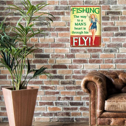 Vintage Fishing Sign Metal Wall Mounted - 60cm