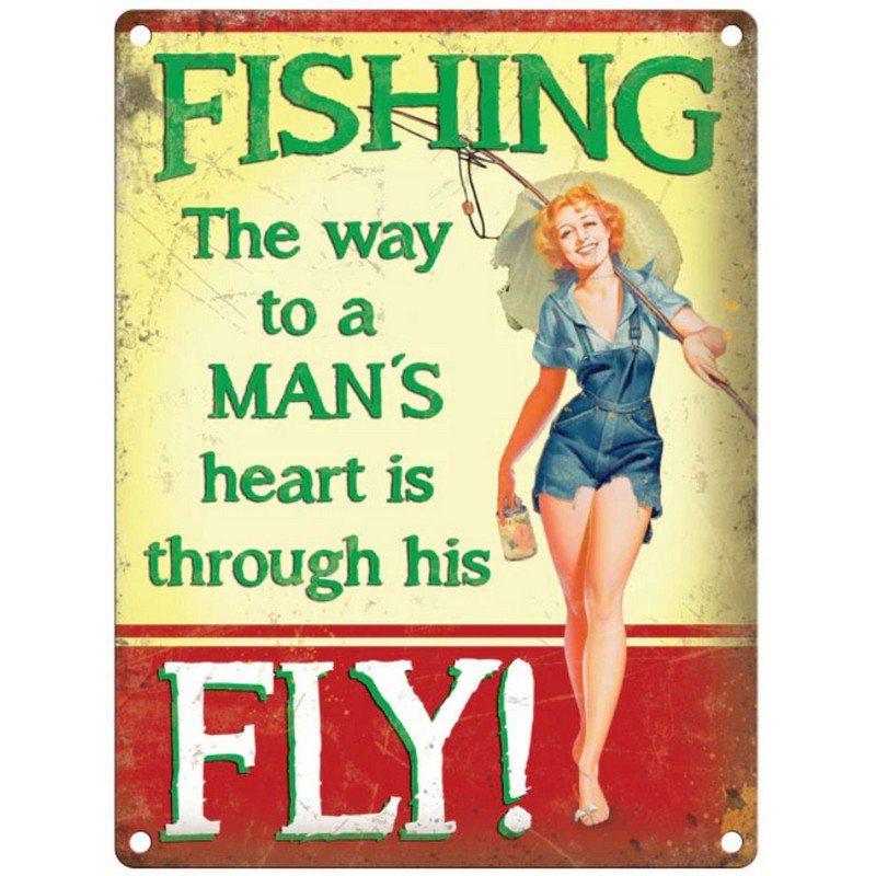 Vintage Fishing Sign Metal Wall Mounted - 60cm