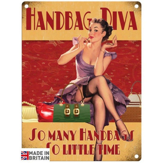 Handbag Diva Sign Metal Wall Mounted - 45cm