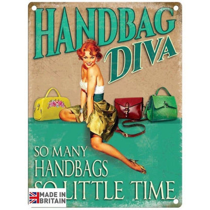 Handbag Diva Funny Sign Metal Wall Mounted - 60cm