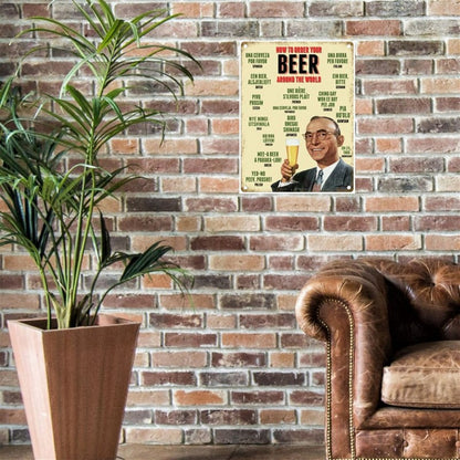 How To Order A Beer Around The World Sign Metal Wall Mounted - 60cm