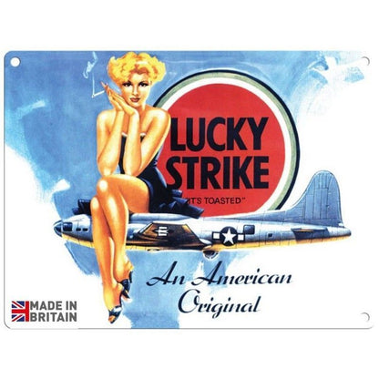 Vintage Lucky Strike Cigarettes Sign Metal Wall Mounted - 60cm