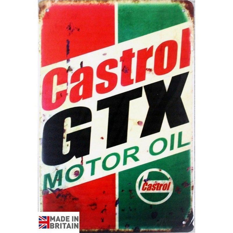 Castrol Gtx Motor Oil Sign Metal Wall Mounted - 60cm