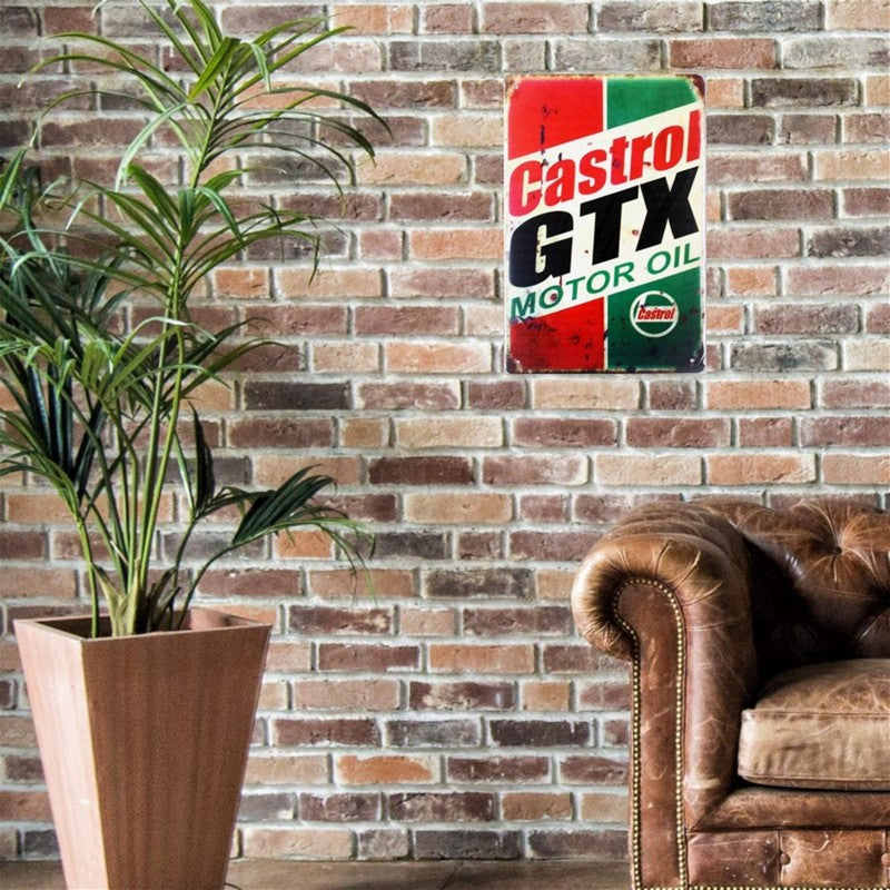 Castrol Gtx Motor Oil Sign Metal Wall Mounted - 60cm