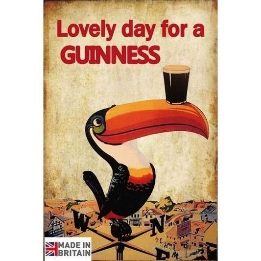 Toucan Lovely Day For A Guinness Sign Metal Wall Mounted - 60cm