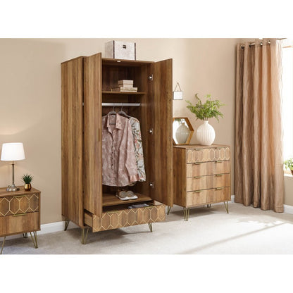 Orleans Tall Wardrobe Brown 2 Doors 1 Shelf 1 Drawer