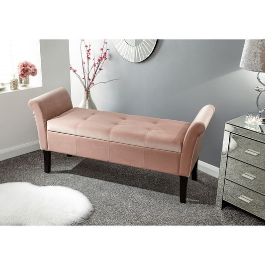 Osborne Bench Wood & Fabric Pink