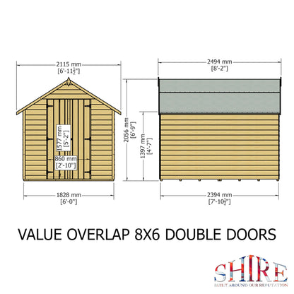 Shire Cromer 6' 5" x 8' 1" Apex Shed - Premium Overlap