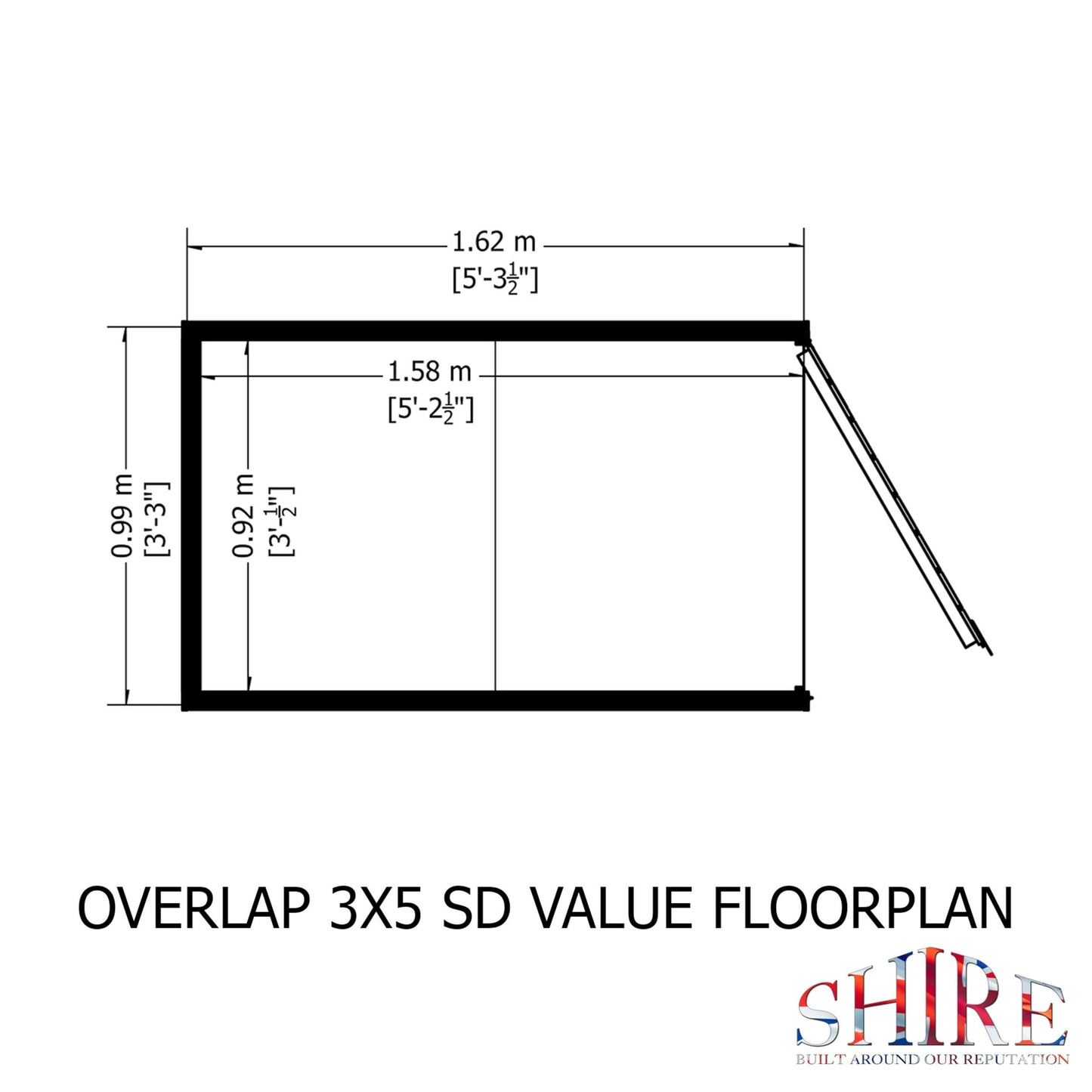 Shire 5' 3" x 3' 2" Apex Shed - Budget Dip Treated Overlap