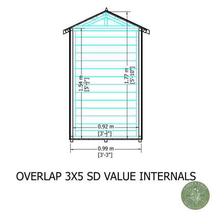 Shire 5' 3" x 3' 2" Apex Shed - Budget Dip Treated Overlap