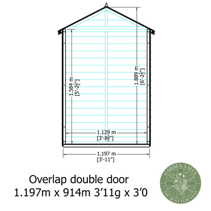 Shire Ashworth 4' 4" x 3' 3" Apex Shed - Premium Dip Treated Overlap