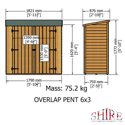 Shire Ashworth 5' 11" x 2' 10" Apex Shed - Premium Pressure Treated Tongue & Groove